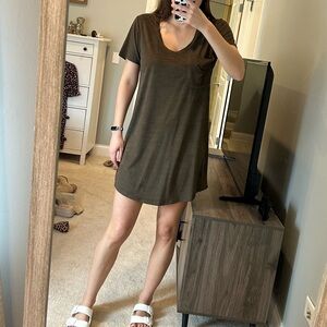 Z Supply Olive Green Suede Shirt Dress